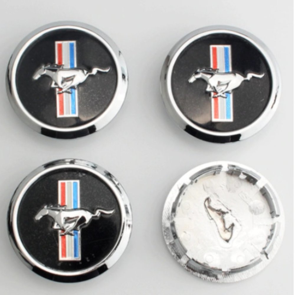Set of 4 Ford Mustang Wheel Center Caps Tri-Bar Pony Logo Running Horse …